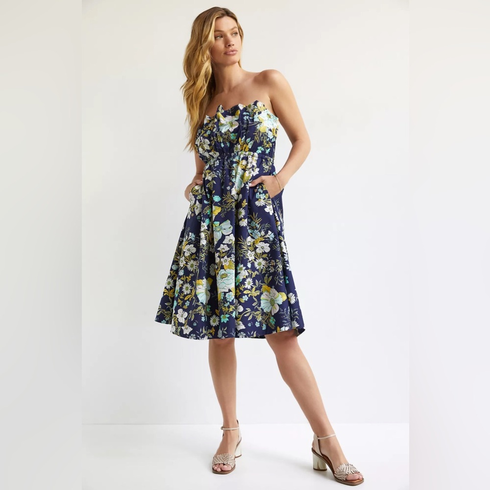 Anthropologie Ruffled Floral Mini Dress